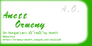 anett ormeny business card